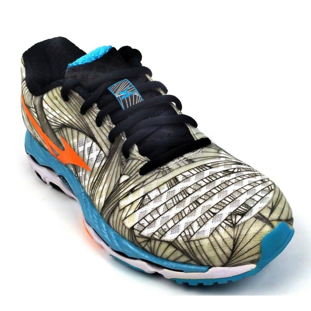 Mizuno Wave Paradox 4 White/Black/Orange/Blue Women's size 9 Tropical Sporty